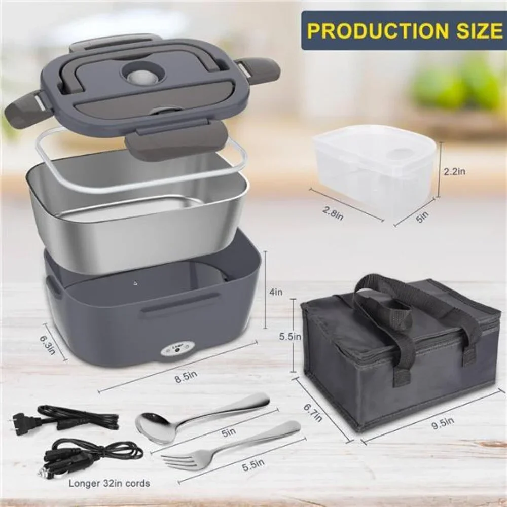 Electric Lunch Box Food Heater for Adults 80W Portable Food Warmer for Car/Home